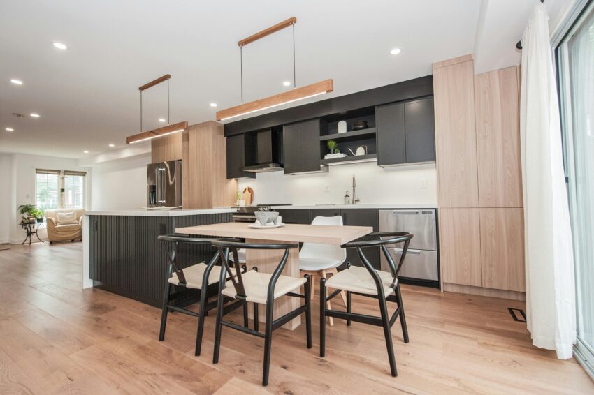 a clean kitchen and dining room