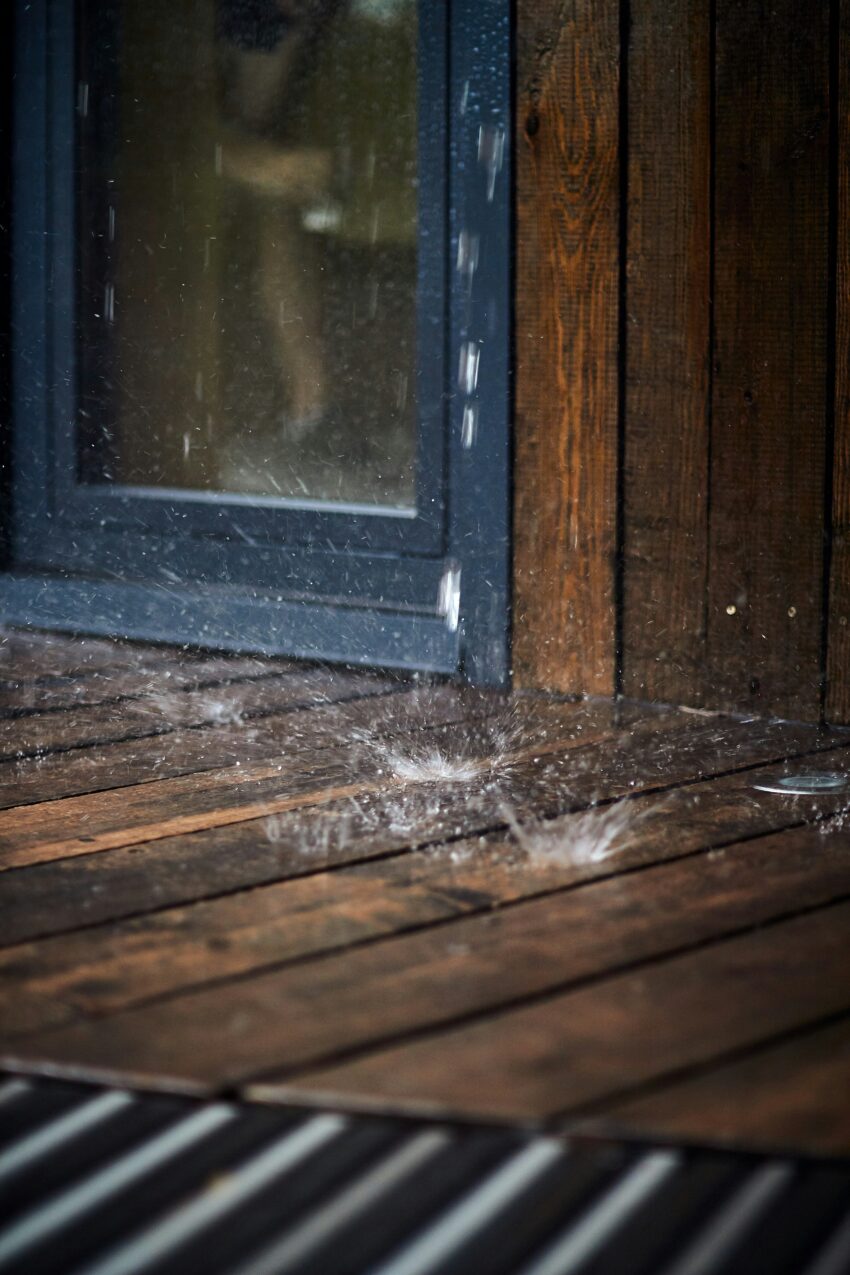 rain drops to the porch